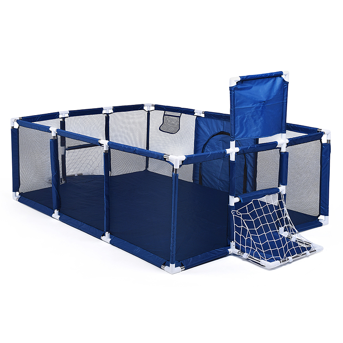 Манеж детский М11-1 прямоугольный с баскетбольным кольцом и воротами (120*180*60) цвет синий