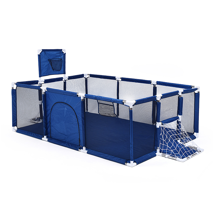 Манеж детский М11-1 прямоугольный с баскетбольным кольцом и воротами (120*180*60) цвет синий