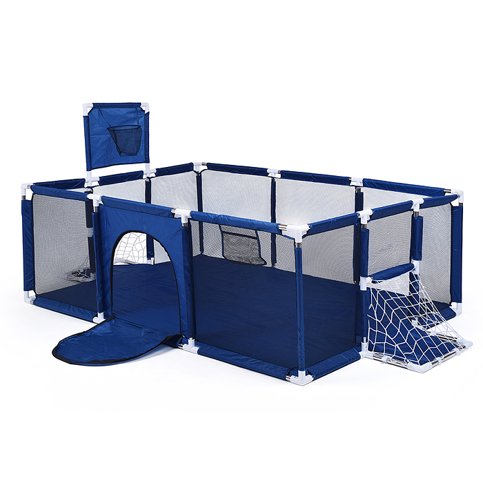 Манеж детский М11-1 прямоугольный с баскетбольным кольцом и воротами (120*180*60) цвет синий