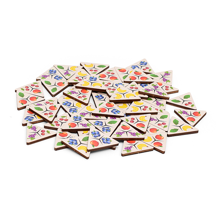 Фото к товару Игра "Фруктовое тримино" (треугольное домино) Игра "Фруктовое тримино" (треугольное домино)