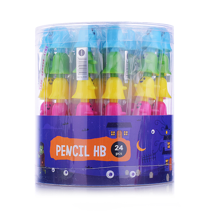 Карандаш HB чернографитный сегментный 2 мм HALLOWEEN, в пластиковом друме