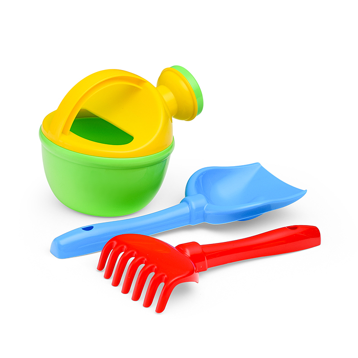 Песочный набор "Три кота" №14: Ведро с наклейкой, лопатка №5, грабельки №5, лейка малая №4