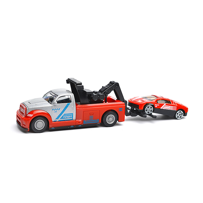 Модель металл Эвакуатор 15см и 7см, своб. ход, подвижный прицеп и пандус 