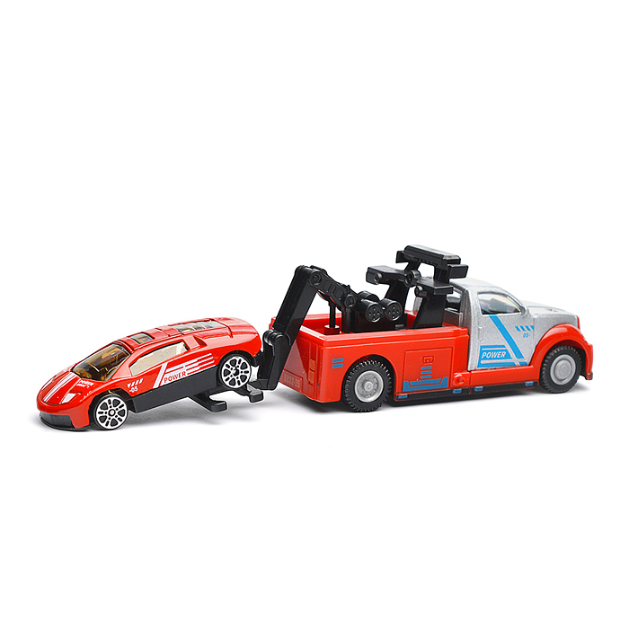 Модель металл Эвакуатор 15см и 7см, своб. ход, подвижный прицеп и пандус 