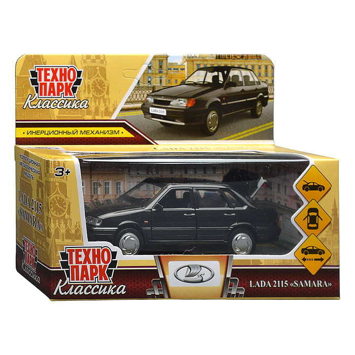 Машина металл ваз-2115 "Самара" длина 12 см, двери, черный