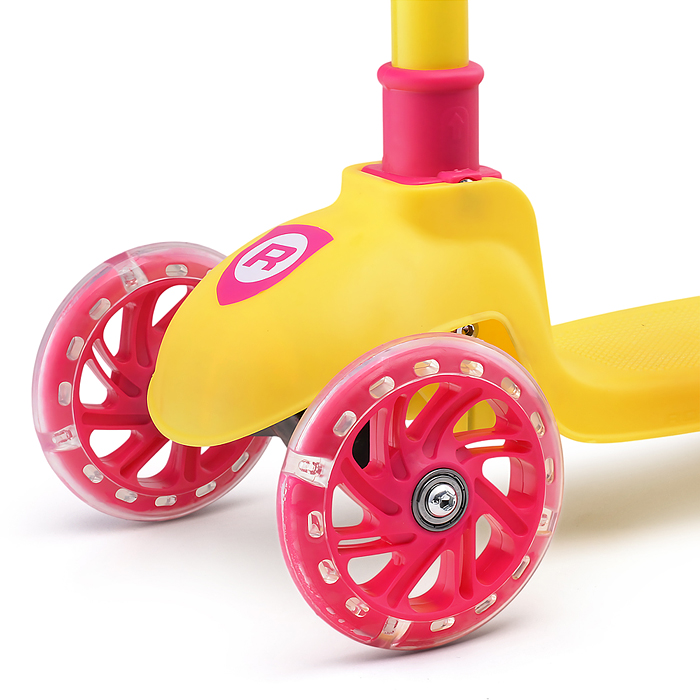 Самокат трёхколёсный ROCKET колёса PU, цвет жёлто-розовый