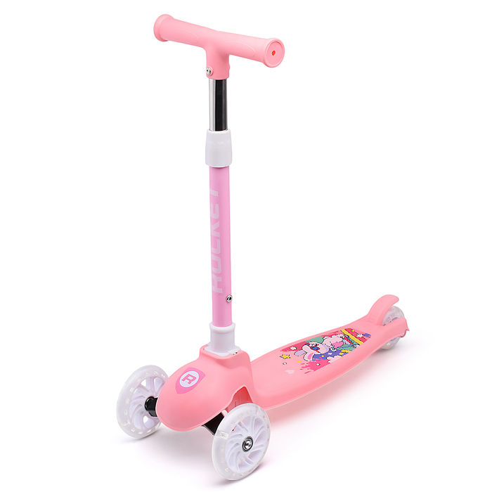 Самокат трёхколёсный ROCKET колёса PU, цвет розовый