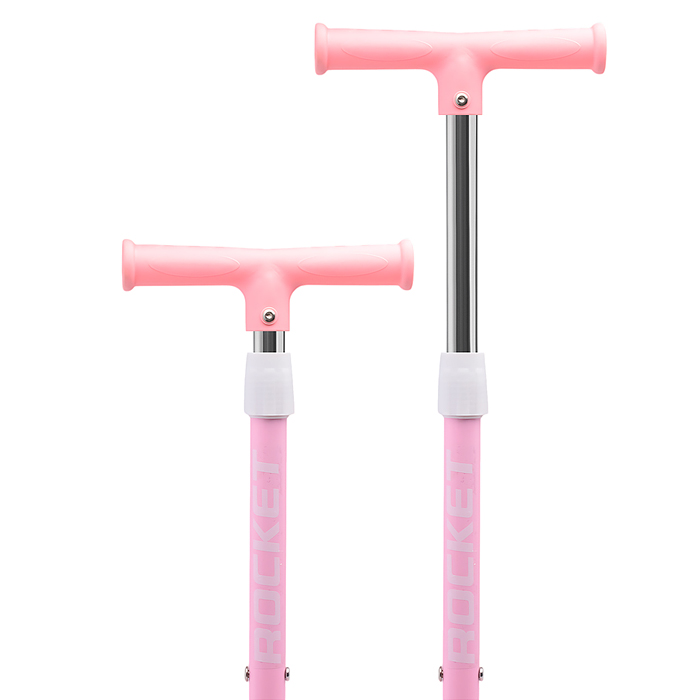 Самокат трёхколёсный ROCKET колёса PU, цвет розовый