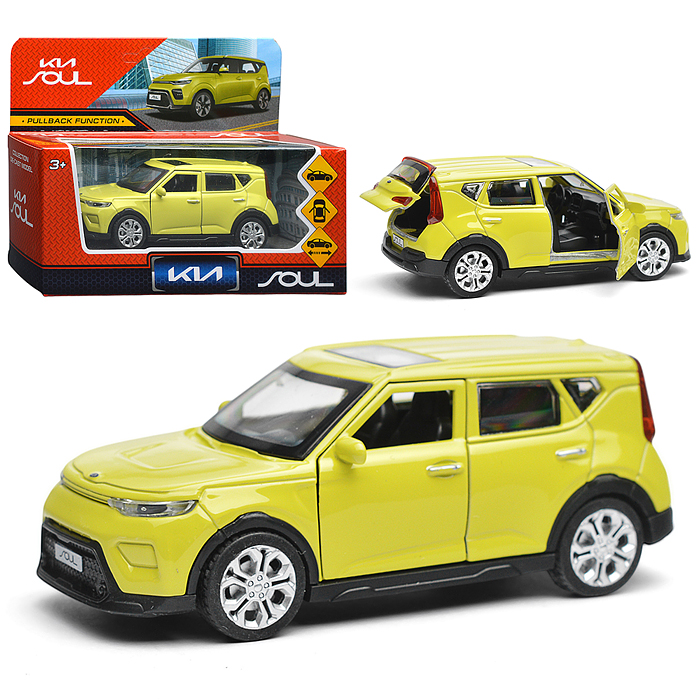 Машина металл KIA soul длина 12 см, двери, багаж., инерц, салатовый