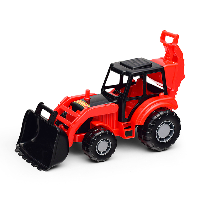 Мастер, трактор-экскаватор (красно-чёрный) (в сеточке)