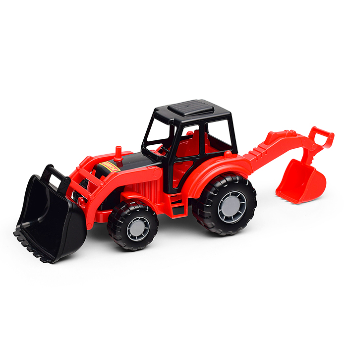 Мастер, трактор-экскаватор (красно-чёрный) (в сеточке)