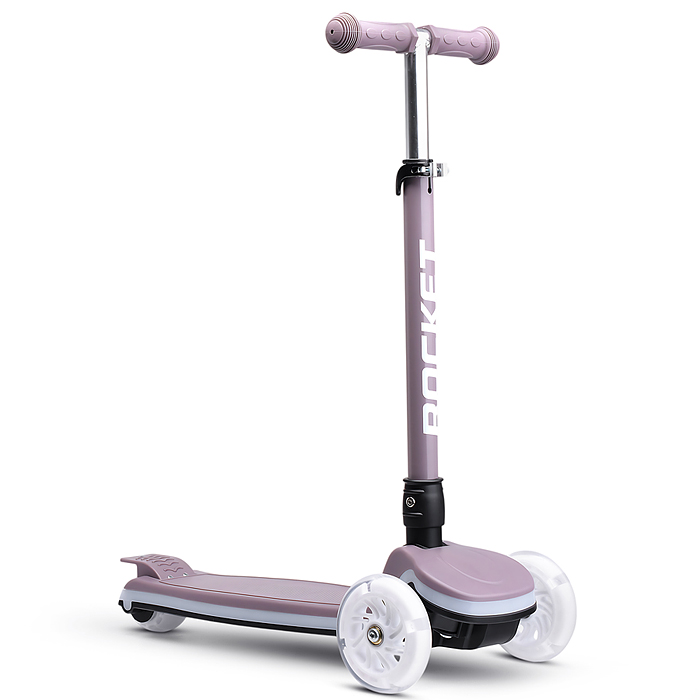 Самокат трёхколёсный R0198 ROCKET колёса световые PU, цвет мокко