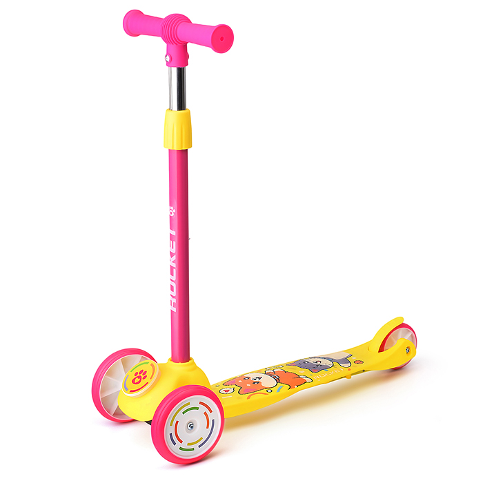 Самокат трёхколёсный R0203 ROCKET колёса PVC, цвет розово-жёлтый
