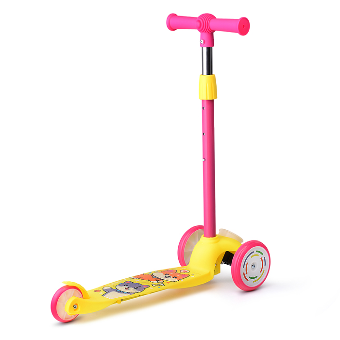 Самокат трёхколёсный R0203 ROCKET колёса PVC, цвет розово-жёлтый