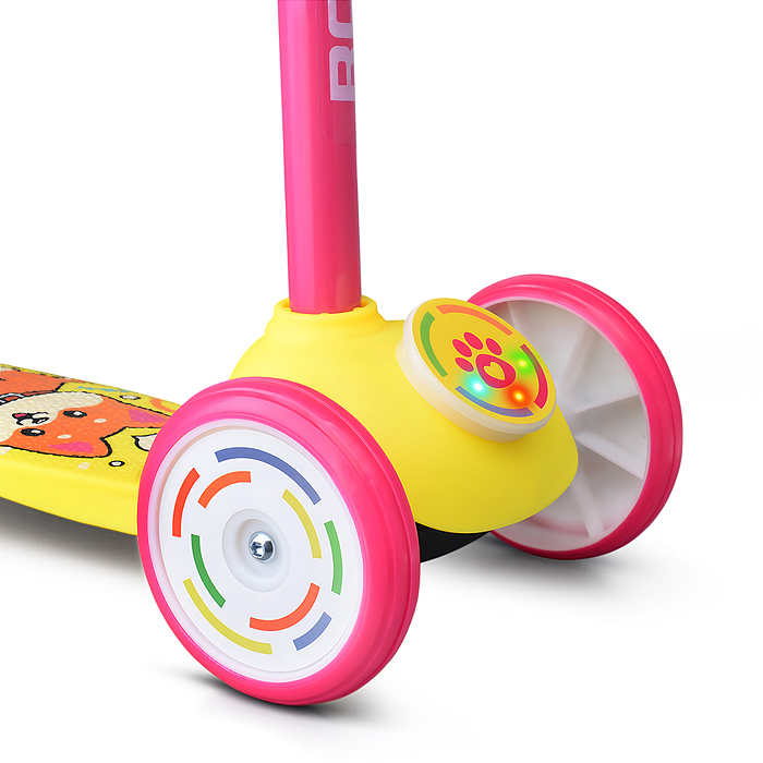 Самокат трёхколёсный R0203 ROCKET колёса PVC, цвет розово-жёлтый