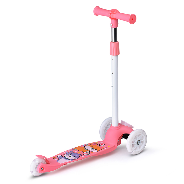 Самокат трёхколёсный R0203 ROCKET колёса световые PU, цвет розовый