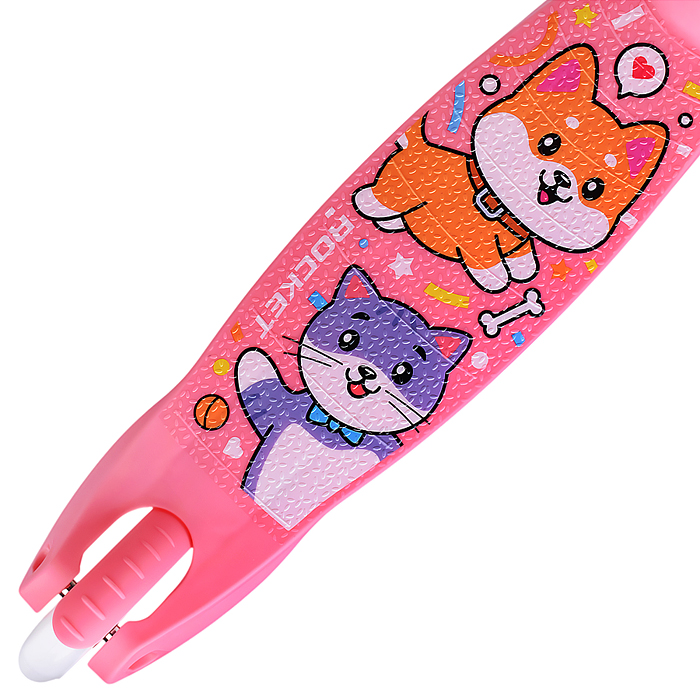 Самокат трёхколёсный R0203 ROCKET колёса световые PU, цвет розовый