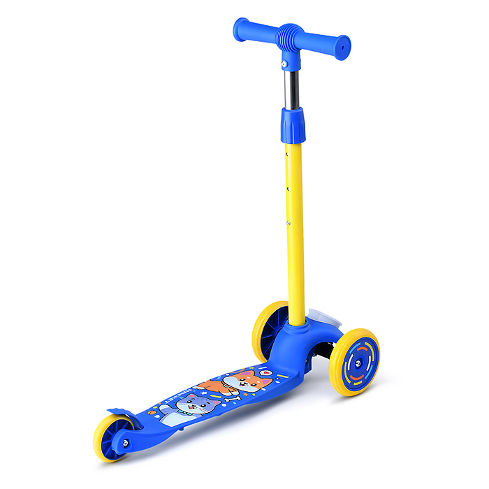 Самокат трёхколёсный R0203 ROCKET колёса PVC, цвет сине-жёлтый