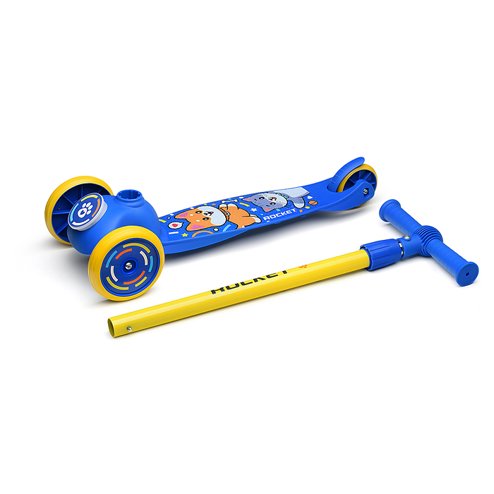 Самокат трёхколёсный R0203 ROCKET колёса PVC, цвет сине-жёлтый