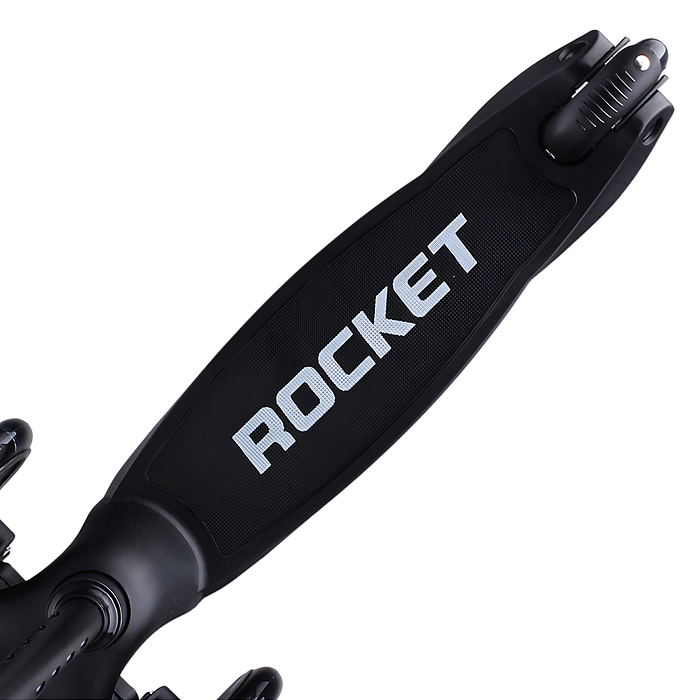 Самокат 3-х колесный ROCKET,колеса PU со светом, светящаяся стойка, ABEC 7, черный