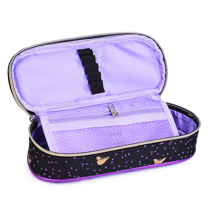 Пенал "Beautiful Cat" 21x8x5 см, овальный для 50 предметов, с внутренним органайзером-створ