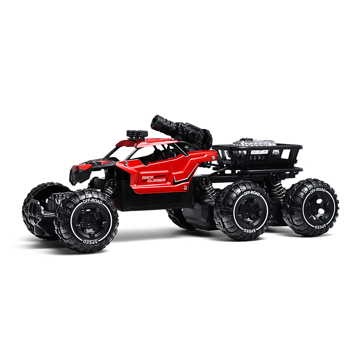 Машина BT0058-2 "Погоня за монстрами" красный,  свет, дым, стрельба, р/у, 27 MHz, в коробке