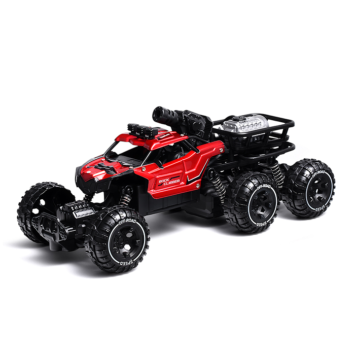 Машина BT0058-2 "Погоня за монстрами" красный,  свет, дым, стрельба, р/у, 27 MHz, в коробке