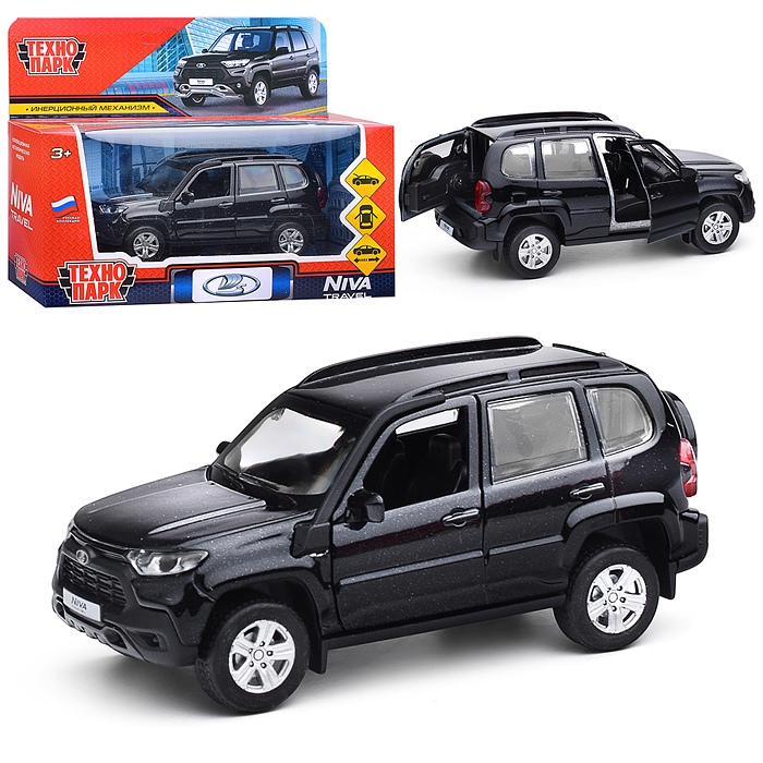 Машина металл LADA NIVA travel 12 см, (двери, черный метталлик) инерц., в коробке Машина металл LADA NIVA travel 12 см, (двери, черный метталлик) инерц., в коробке