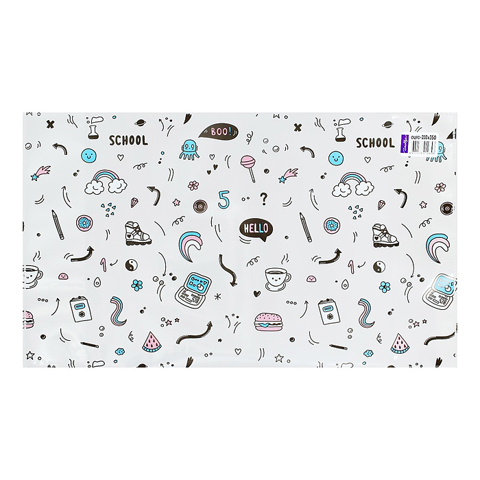 Обложка для тетрадей и дневников 210х350 90 мкм ПП с принтом  прозрачная (в наборе 10 шт)