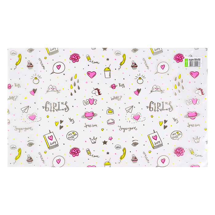 Обложка для тетрадей и дневников 210х350 90 мкм ПП прозрачная с принтом (в наборе 10 шт.)