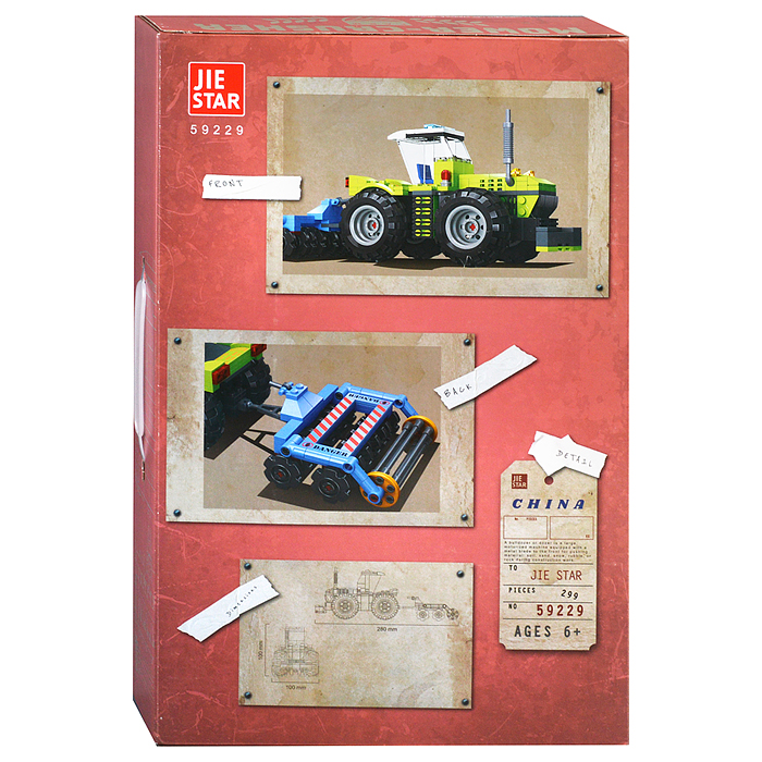 Конструктор 59229 "Сельскохозяйственный трактор" 299 дет. в коробке