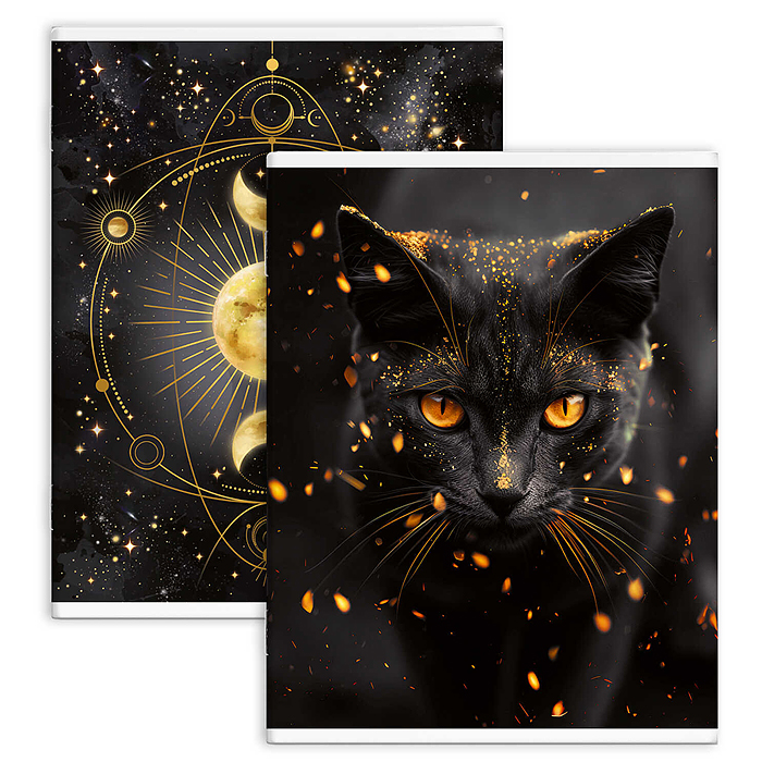 Тетрадь-перевертыш, 80 л. клетка "Кот-маг" 210 х 297 мм, А4 мягкий переплёт