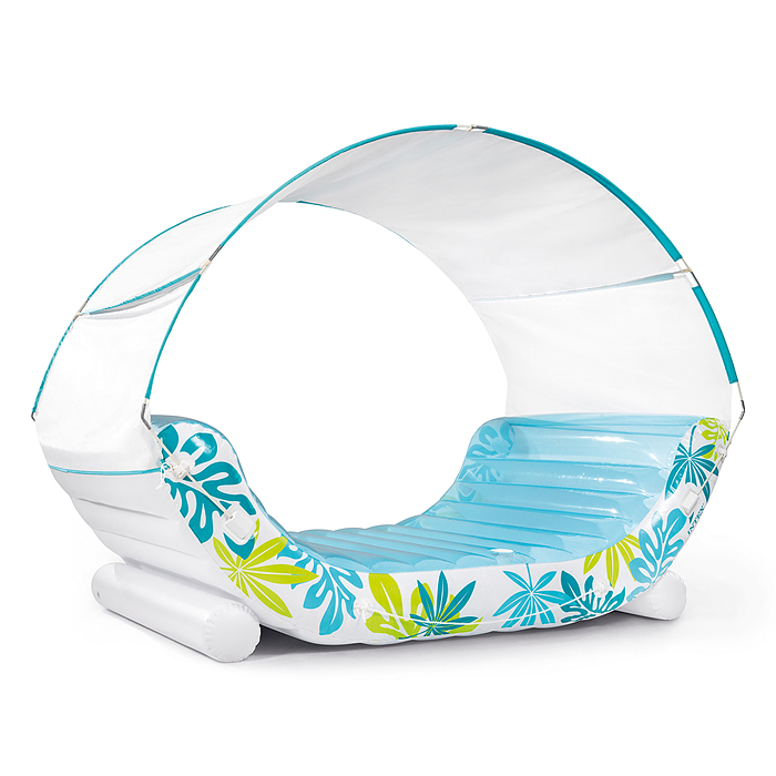 Фото к товару Надувной матрас-плот с навесом "Тропический лаундж" 224 х 150 х 165см, 56294 INTEX Надувной матрас-плот с навесом "Тропический лаундж" 224 х 150 х 165см, 56294 INTEX