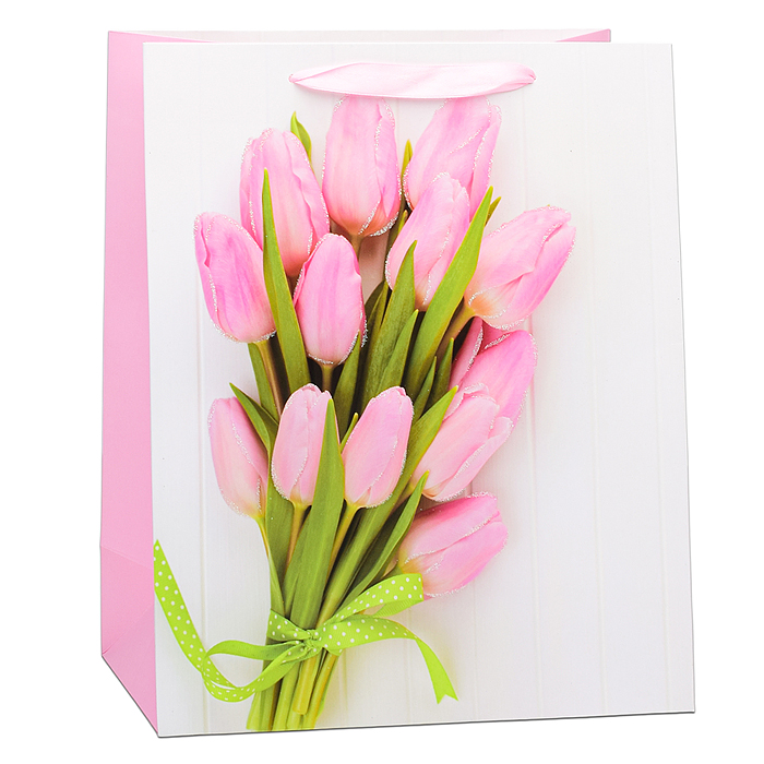 Фото к товару Пакет подарочный 00-6315 "Тюльпаны" 32х26х12 см Пакет подарочный 00-6315 "Тюльпаны" 32х26х12 см