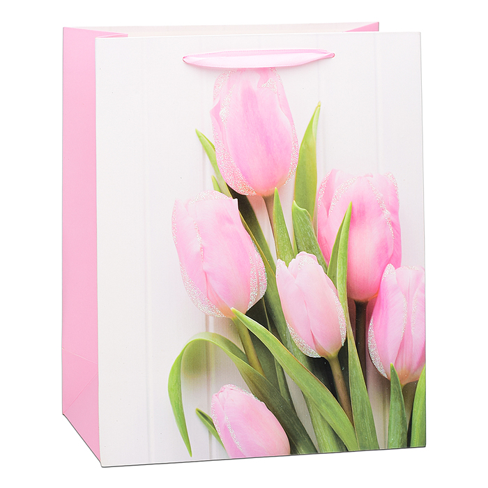 Фото к товару Пакет подарочный 00-6315 "Тюльпаны" 32х26х12 см Пакет подарочный 00-6315 "Тюльпаны" 32х26х12 см
