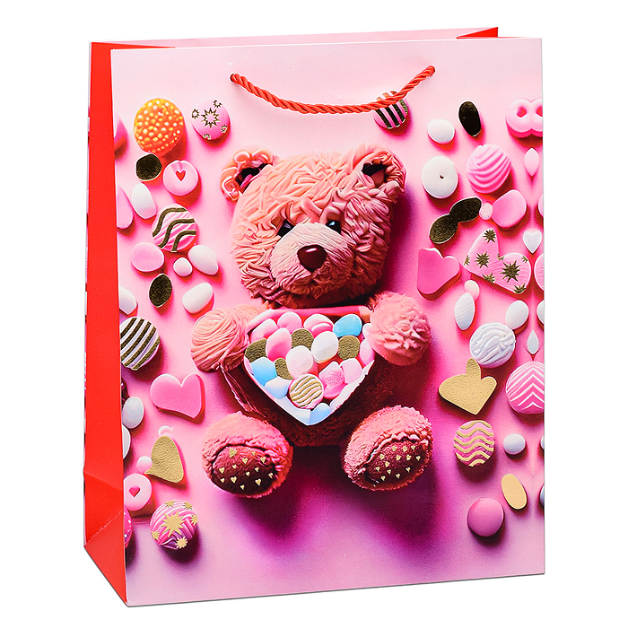 Фото к товару Пакет подарочный 00-6327 "Мишка в сладостях" 32х26х10 см Пакет подарочный 00-6327 "Мишка в сладостях" 32х26х10 см
