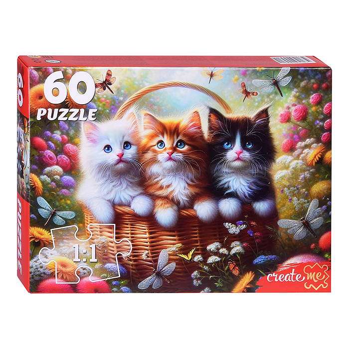 Пазлы 60 "Три котенка в корзине" Пазлы 60 "Три котенка в корзине"
