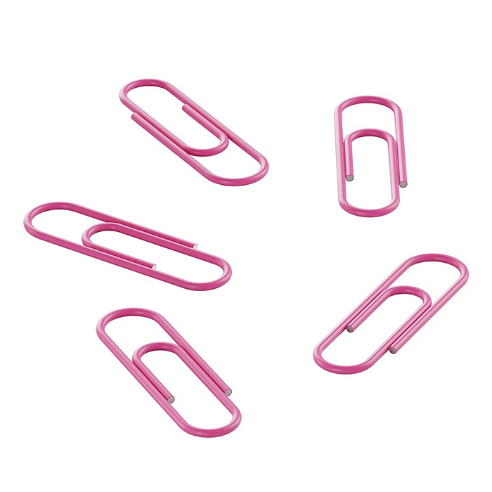 Скрепки L28 мм 100 шт., пластик. коробка, европодвес, розовые 