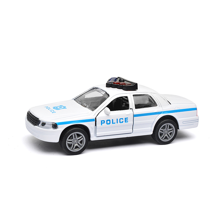 Белая инерционная служебная машинка Купе die-cast,1:32, открывающиеся двери 