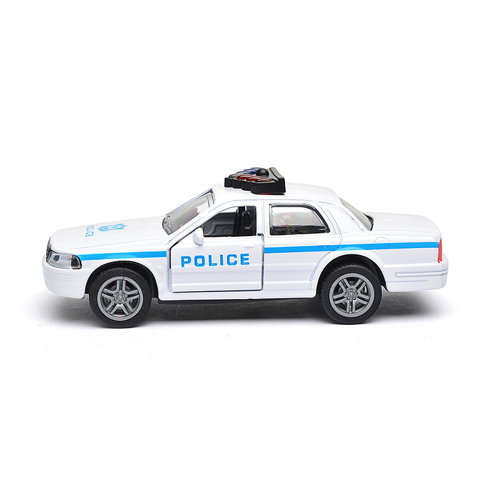 Белая инерционная служебная машинка Купе die-cast,1:32, открывающиеся двери 