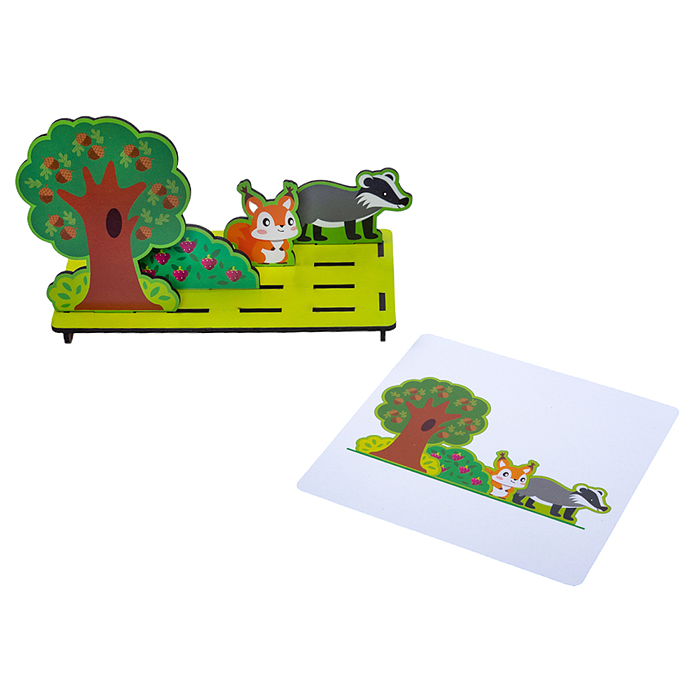 Игра развивающая из дерева 3D "Что за чем? Кто живет в лесу"