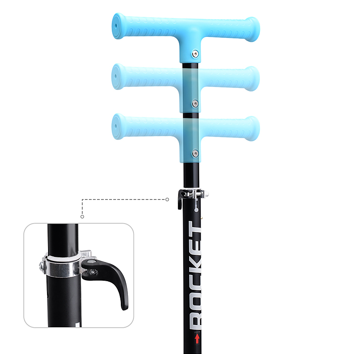 Самокат трёхколёсный R0205 ROCKET колёса PU, цвет бирюзовый