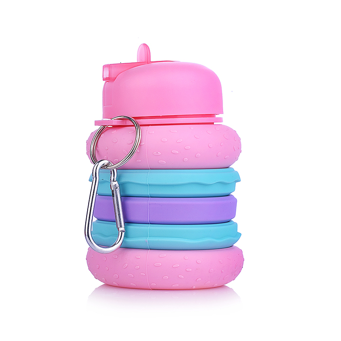 Бутылка складная 600 мл, герметичная, с пластиковой крышкой и поильником, с карабином, в форме макар