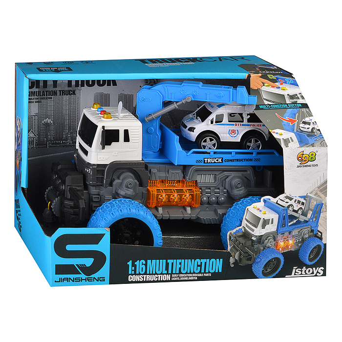 Машина JS106AS "Эвакуатор" 1:16 (свет, звук) в коробке (цвет зеленый)