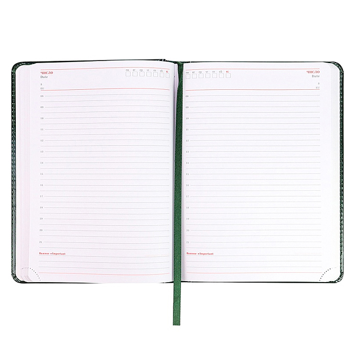 Ежедневник недатированный А5, 160л. недатир. "TOUCH SKIN -EMERALD" зеленый