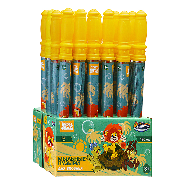 Фото к товару Мыльные пузыри "Союзмультфильм" 120мл, в колбе Мыльные пузыри "Союзмультфильм" 120мл, в колбе