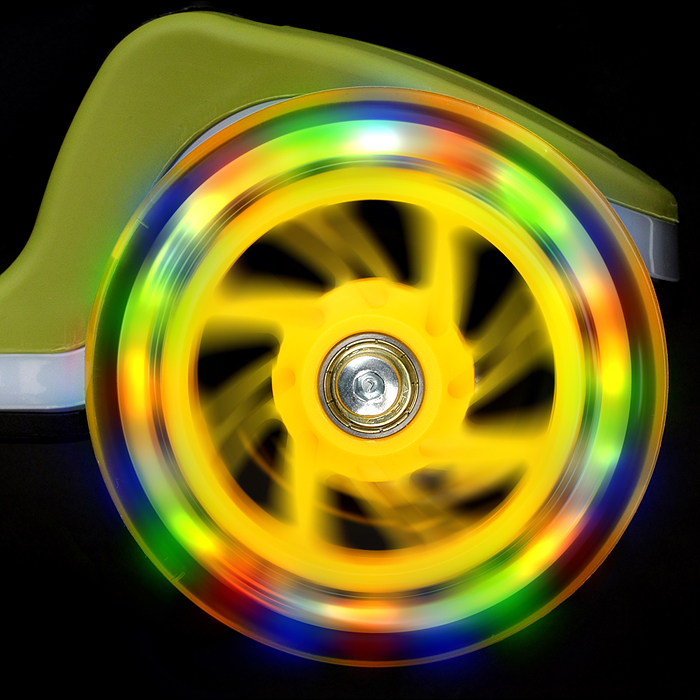 Самокат трёхколёсный R0198 ROCKET колёса световые PU, цвет зелёный