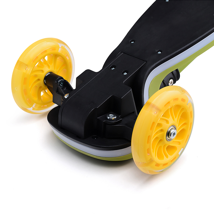 Самокат трёхколёсный R0198 ROCKET колёса световые PU, цвет зелёный