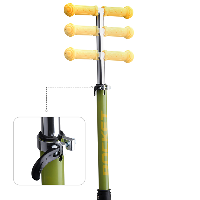 Самокат трёхколёсный R0198 ROCKET колёса световые PU, цвет зелёный