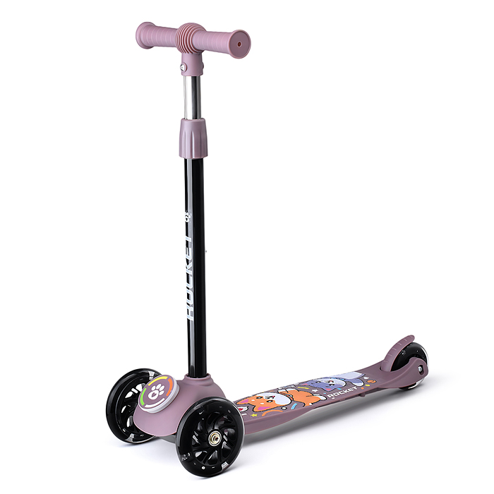 Самокат трёхколёсный R0203 ROCKET колёса световые PU, цвет коричневый